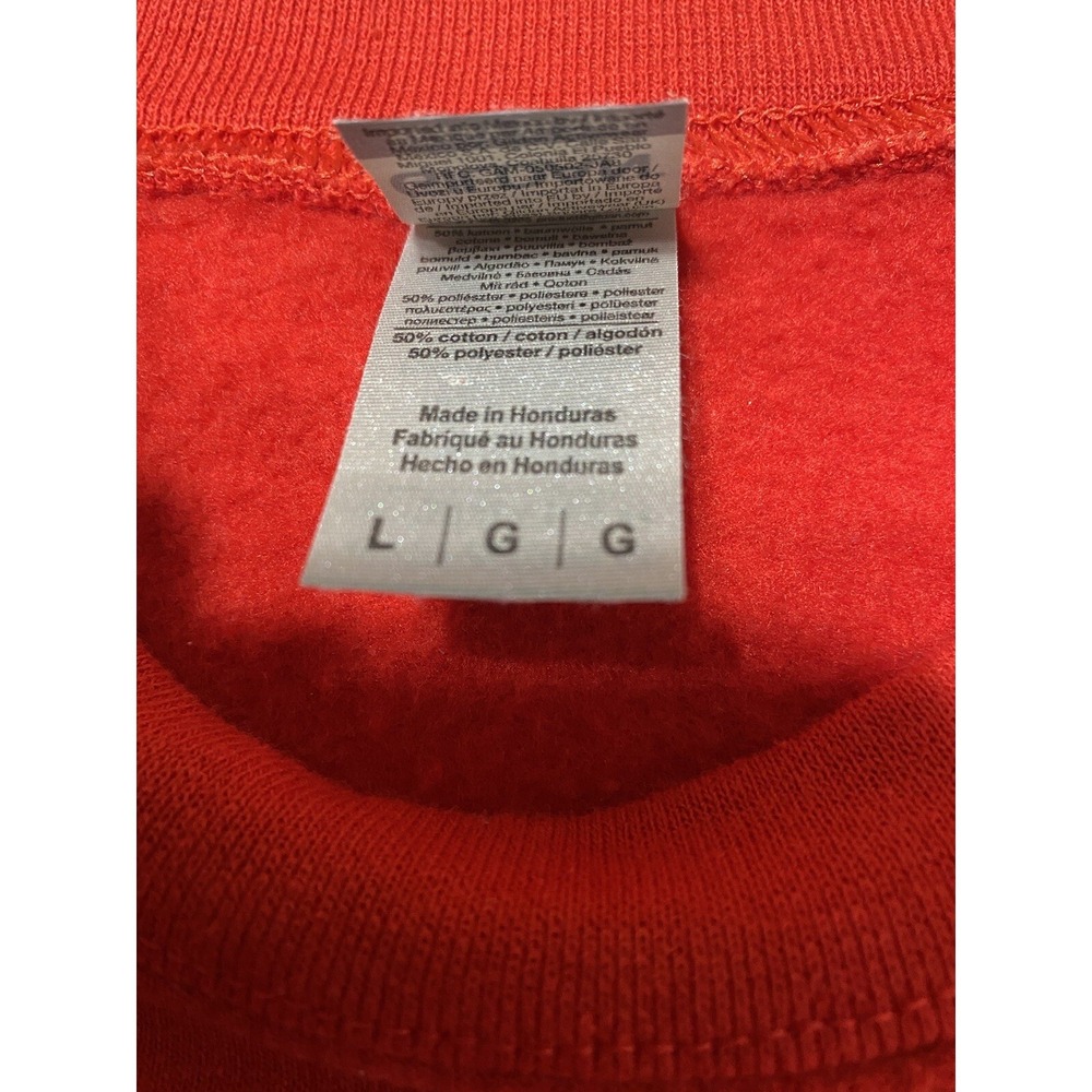 Dip Dye Crewneck Sweatshirt Mens Large Red Orange Ombre Gildan - Picture 3 of 6